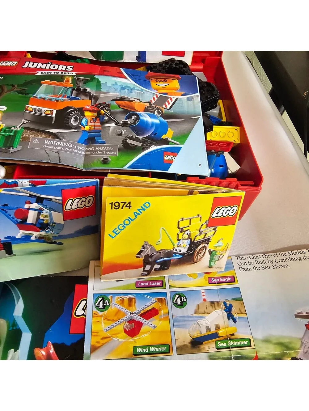 Lego Box 1980s Filled With 70s 80s Misc Lego Bricks Minifigs Various Booklets